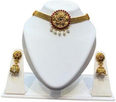 RNJewels Alloy Gold-plated Gold, White Jewellery Set(Pack of 1)