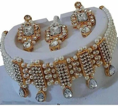 AMHRIK IMITATION Brass White Jewellery Set(Pack of 1)