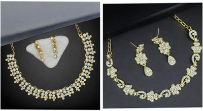 AK JEWEL STORES Alloy Gold-plated White Jewellery Set(Pack of 6)