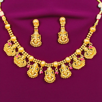 Aroras Bridal & Fashion Jewellery Copper Gold-plated Gold Jewellery Set(Pack of 1)