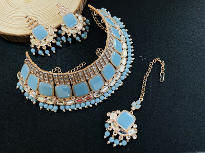 VATSALYA creation Alloy Gold-plated Turquoise Jewellery Set(Pack of 3)