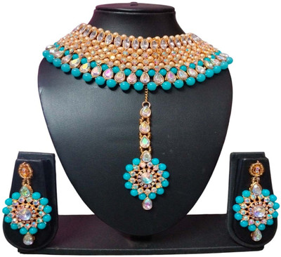 ANRA JEWEL Alloy Gold-plated Blue, Gold, Gold Jewellery Set(Pack of 4)