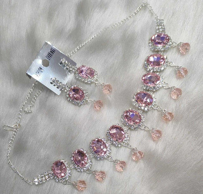 RAHUL TRADERS Alloy Silver Pink Jewellery Set(Pack of 1)