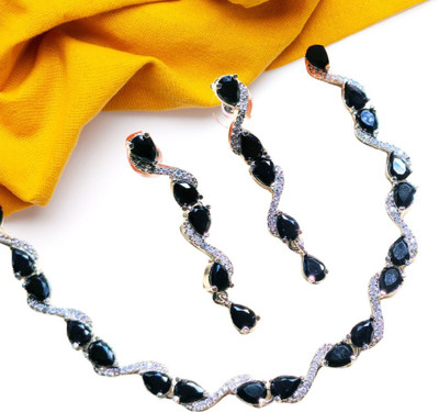 Amoha Lifestyle Alloy Silver Black, Silver Jewellery Set(Pack of 1)