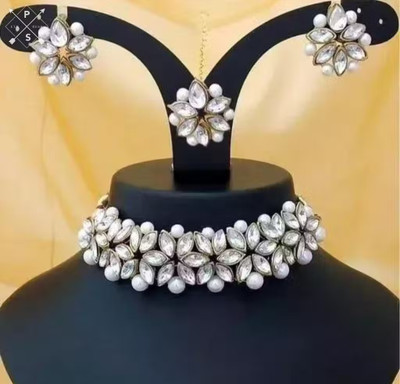 SatnamCreation Alloy Gold-plated White Jewellery Set(Pack of 1)