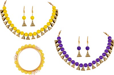 JFL - Jewellery for Less Copper Gold-plated Yellow, Purple Jewellery Set(Pack of 1)