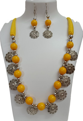 Loknath Handcraft Alloy Silver Yellow Jewellery Set(Pack of 1)