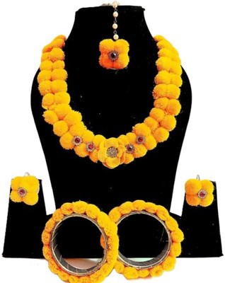 Harshita Fabric Yellow Jewellery Set(Pack of 1)