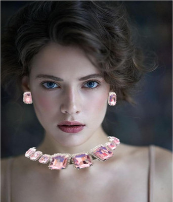 ora collection Sterling Silver Rhodium Pink Jewellery Set(Pack of 1)