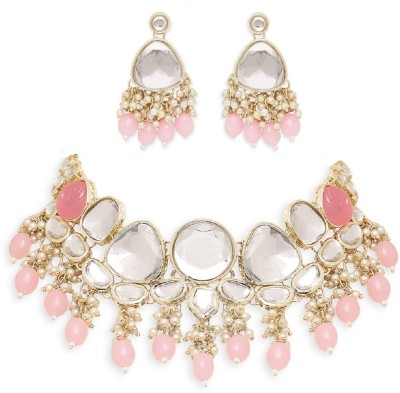 Oomph Alloy Gold-plated Pink, White, Gold Jewellery Set(Pack of 3)