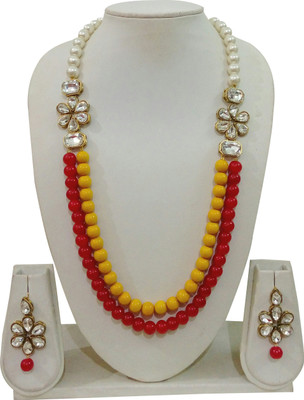 JN Handicraft Alloy Copper Yellow, Red Jewellery Set(Pack of 1)