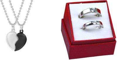 ruby collection Alloy Black, Silver, Silver Jewellery Set(Pack of 2)