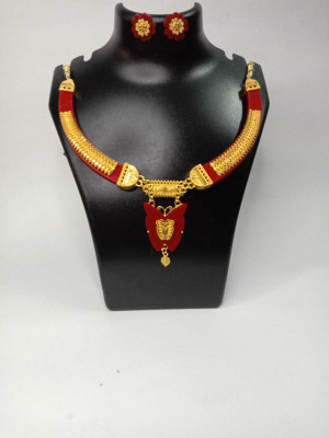 Krishna Creation Brass, Plastic Gold-plated Red Jewellery Set(Pack of 1)