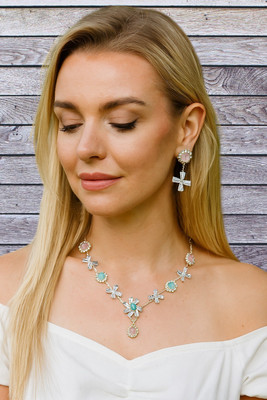hevenq Alloy Silver White Jewellery Set(Pack of 1)
