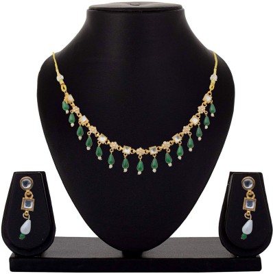 JASS INNOVATION Alloy Gold-plated Green Jewellery Set(Pack of 1)