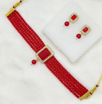 PRIMERIEA Brass, Alloy Gold-plated Red Jewellery Set(Pack of 2)