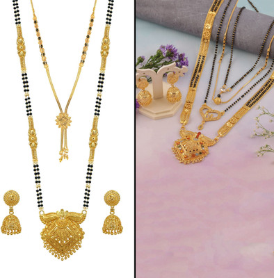 Sangria Brass Gold-plated Gold Jewellery Set(Pack of 2)