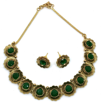 BluCandy Copper Gold-plated Green Jewellery Set(Pack of 1)