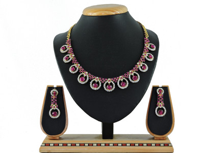 VATSALYA creation Alloy Gold-plated Pink Jewellery Set(Pack of 1)