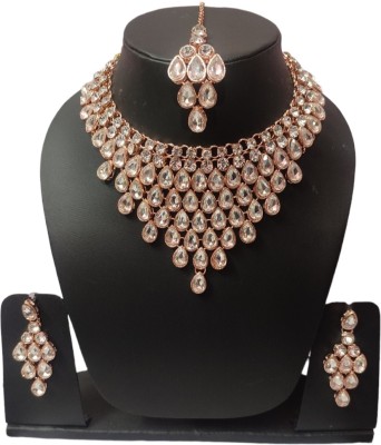 jatin imitation Metal, Stone Gold-plated Rose Gold Jewellery Set(Pack of 1)