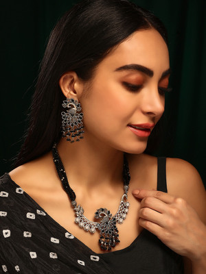 Priyaasi Brass Silver Black Jewellery Set(Pack of 3)