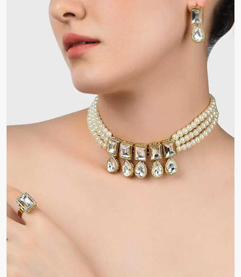 DiegoEnterprise Dori Gold, White Jewellery Set(Pack of 3)