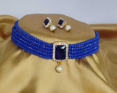 house of common Alloy Gold-plated Blue Jewellery Set(Pack of 1)