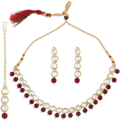Oomph Alloy Gold-plated Red, Gold Jewellery Set(Pack of 3)