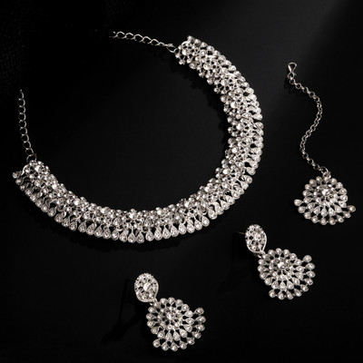 Atasi International Alloy Rhodium Silver, White Jewellery Set(Pack of 1)