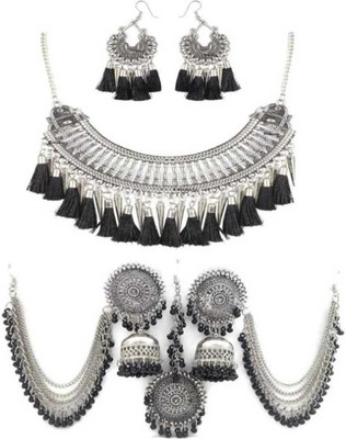 COSMO DUST JEWELLERY WITH DEVICE Oxidised Silver Silver, Black Jewellery Set(Pack of 2)