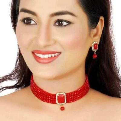 Ruhi Alloy Red Jewellery Set(Pack of 1)