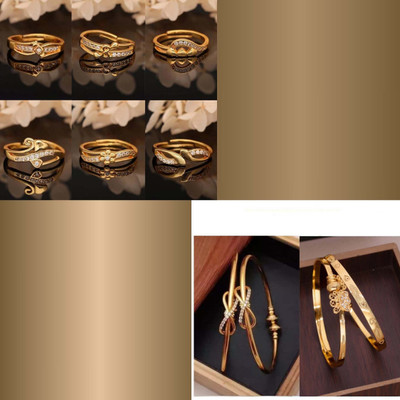Parisal Brass Gold-plated Silver, Red, Blue Jewellery Set(Pack of 8)