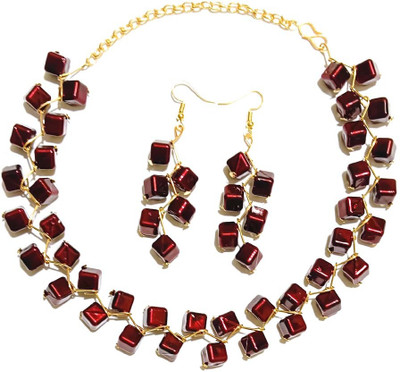 UTTARAI Alloy Maroon Jewellery Set(Pack of 1)