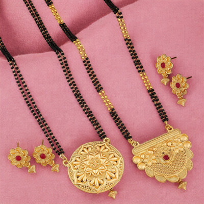 Seora Alloy Gold-plated Gold Jewellery Set(Pack of 4)