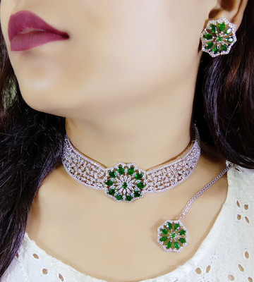 DENICRAAS Alloy Green, Silver Jewellery Set(Pack of 3)