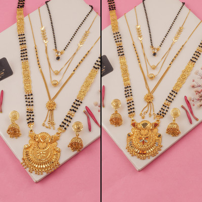 brado jewellery Brass Gold-plated Gold, Black Jewellery Set(Pack of 2)