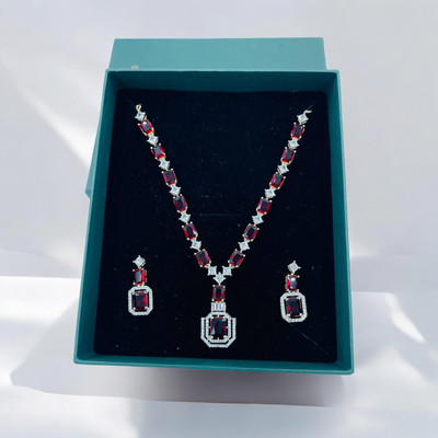 Paaridhi Sterling Silver Red, White Jewellery Set(Pack of 1)