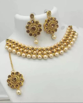 ABHRIK IMITATION Crystal Gold-plated Gold Jewellery Set(Pack of 1)