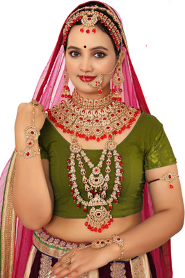 KKIMITATION Alloy Gold-plated Red Jewellery Set(Pack of 1)