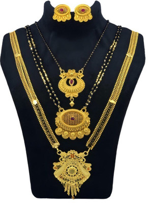 JRD GLOBAL Brass Gold-plated Gold, Multicolor Jewellery Set(Pack of 5)