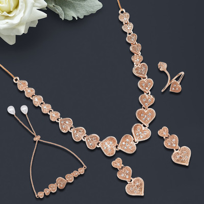 M Creation Alloy Gold-plated Rose Gold Jewellery Set(Pack of 5)