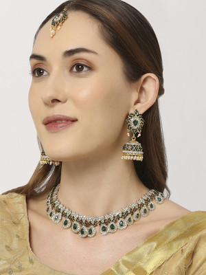 VATSALYA creation Alloy Silver Green Jewellery Set(Pack of 1)