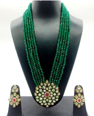 radhee imitation Stone, Crystal Brass Green Jewellery Set(Pack of 1)