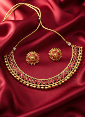 SHARANYA Alloy Maroon Jewellery Set(Pack of 1)