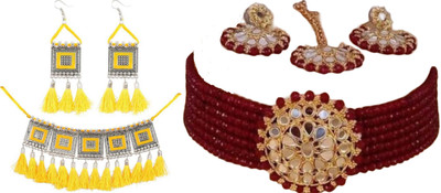 JMBW INTERNATIONAL Alloy Yellow, Silver, Maroon Jewellery Set(Pack of 2)