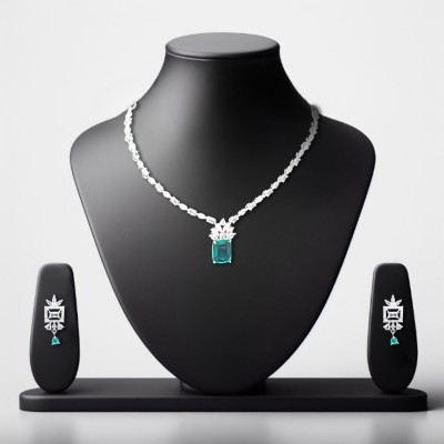 BEAUTYFUZZ ANAYA DECOR Crystal Rhodium Turquoise, Silver Jewellery Set(Pack of 3)