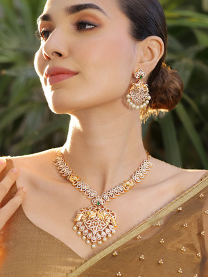 RUBANS Brass Gold-plated Gold Jewellery Set(Pack of 3)