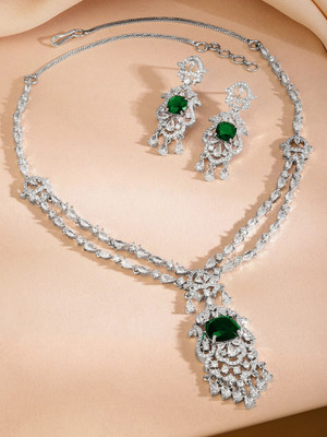 RUBANS Brass Rhodium Silver Jewellery Set(Pack of 3)
