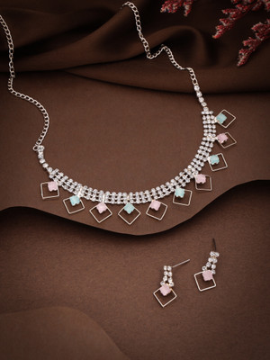 Vedda Brass Silver Silver, White Jewellery Set(Pack of 1)