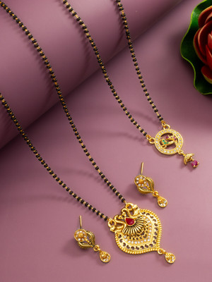 AADITA Brass Gold-plated Black, Gold Jewellery Set(Pack of 3)